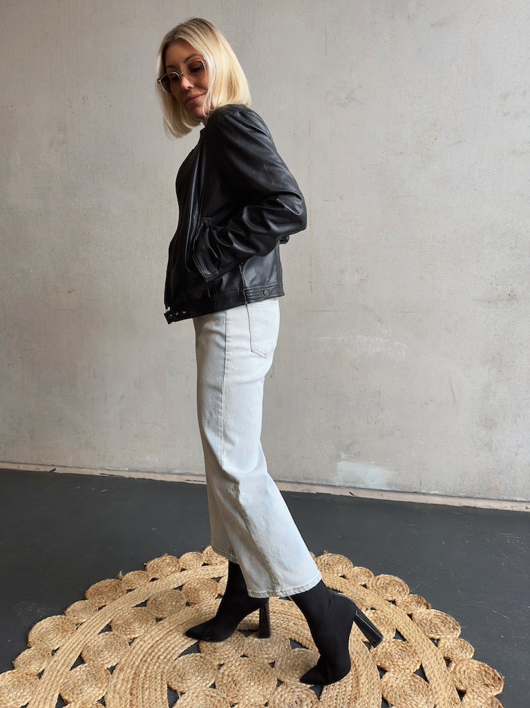 Vegan Leather Moto Jacket - Black