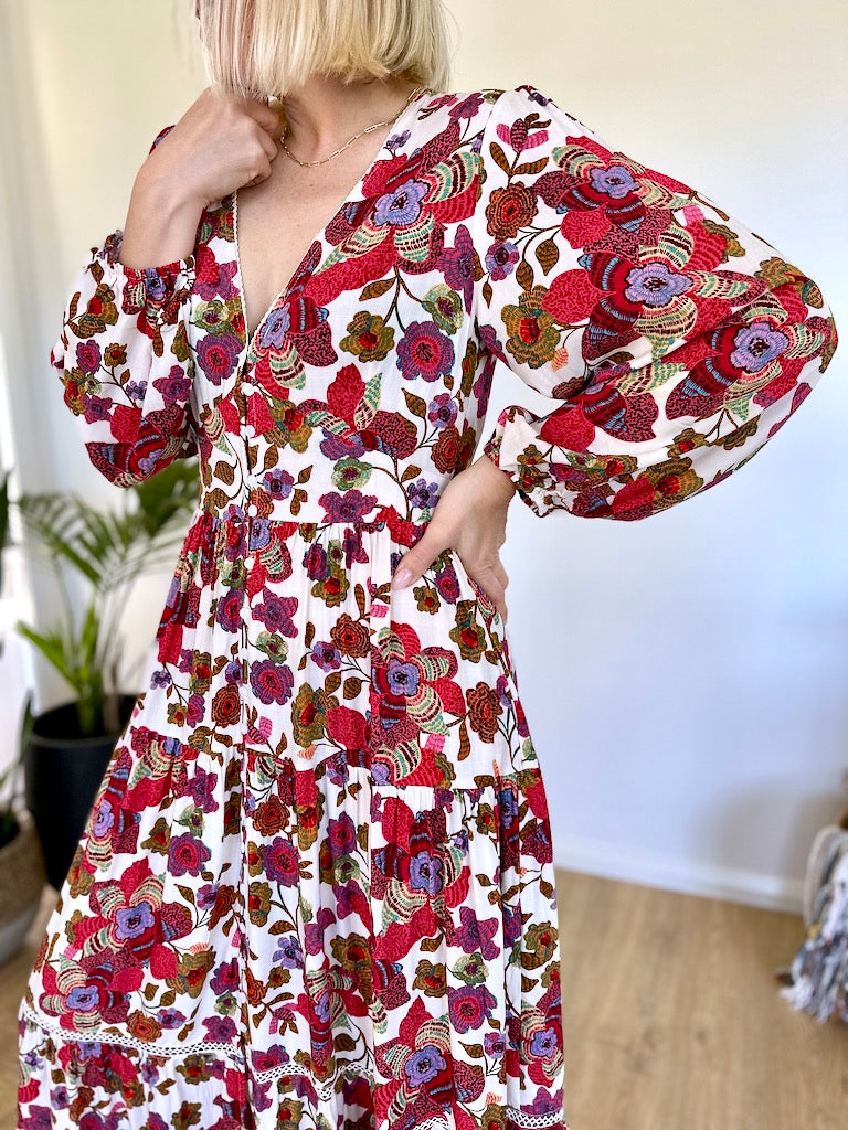Melita Dress - Red Floral