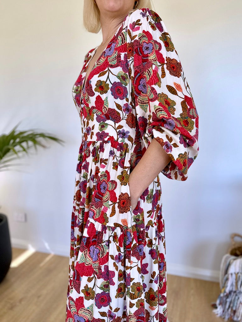 Melita Dress - Red Floral