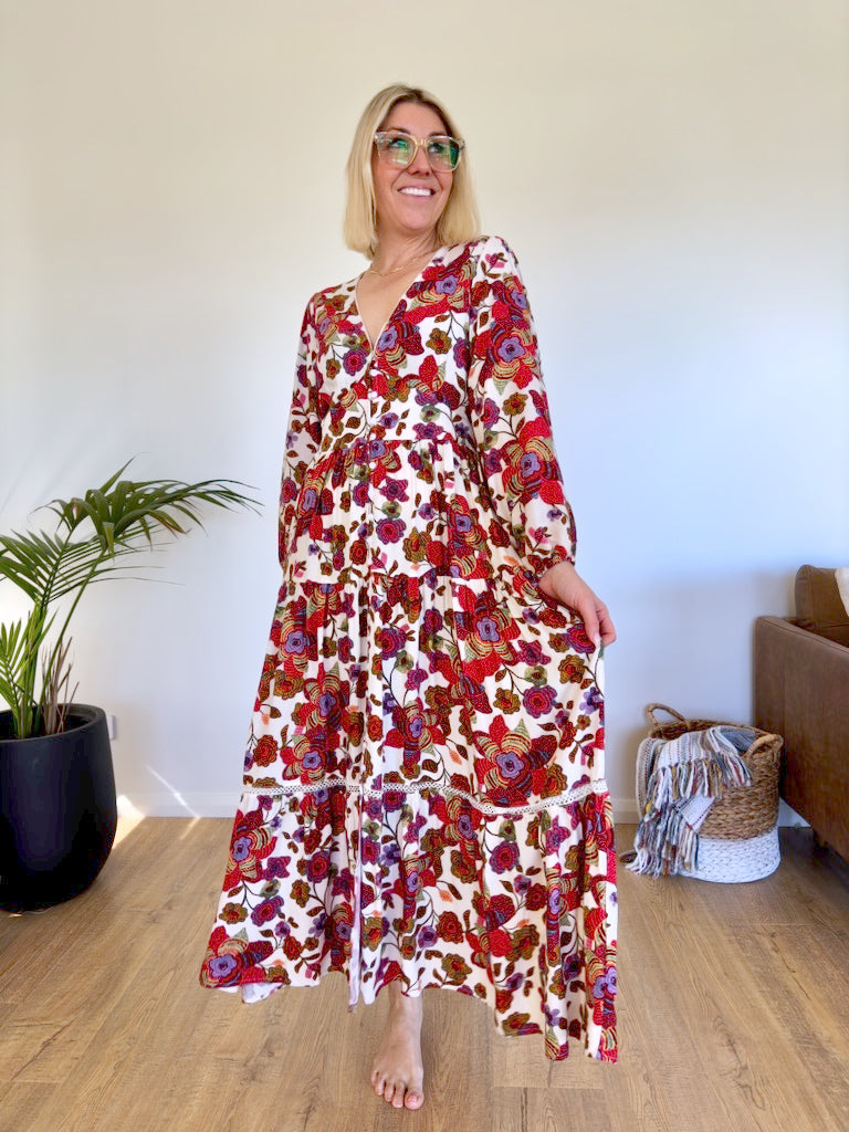 Melita Dress - Red Floral