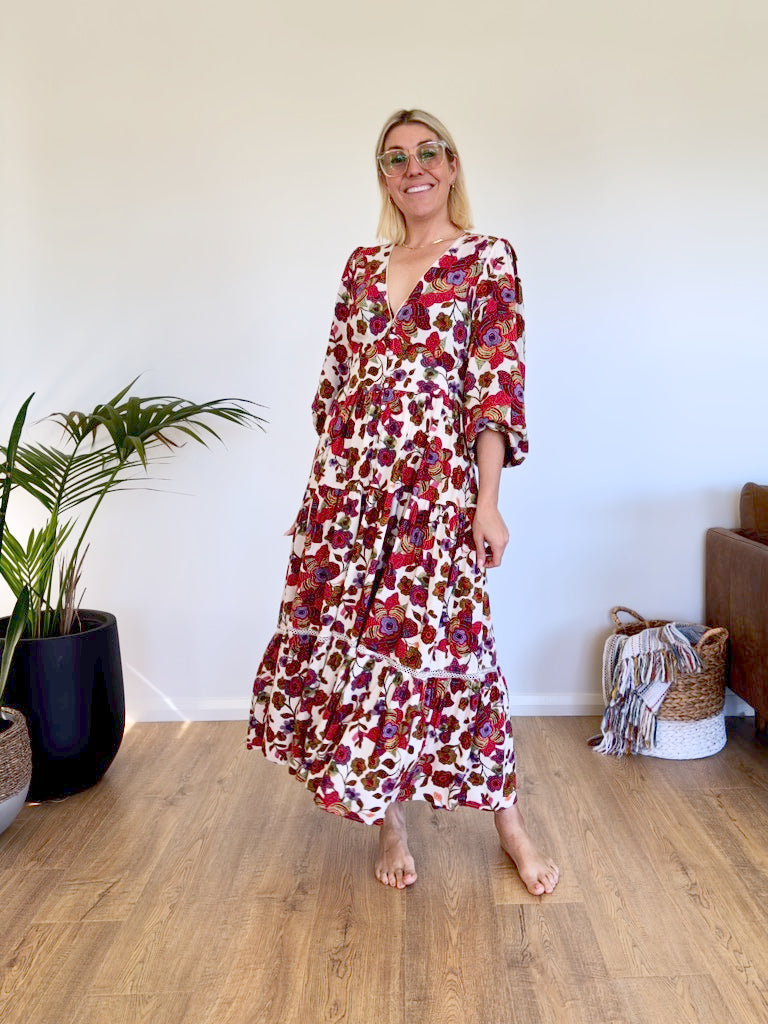 Melita Dress - Red Floral