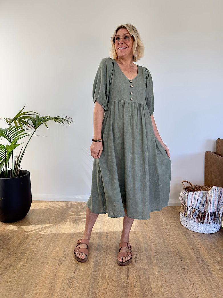 Maia Midi Dress - Sage