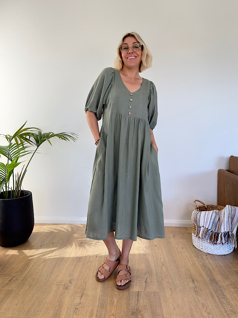 Maia Midi Dress - Sage