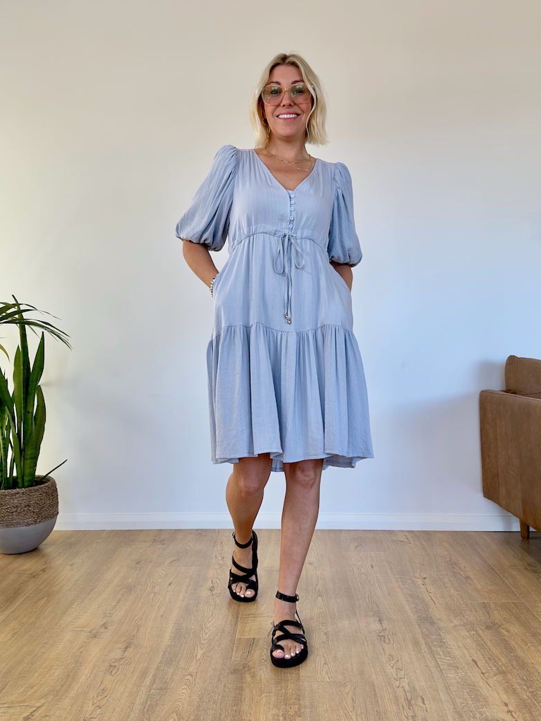 Poppy Dress - Dusty Blue