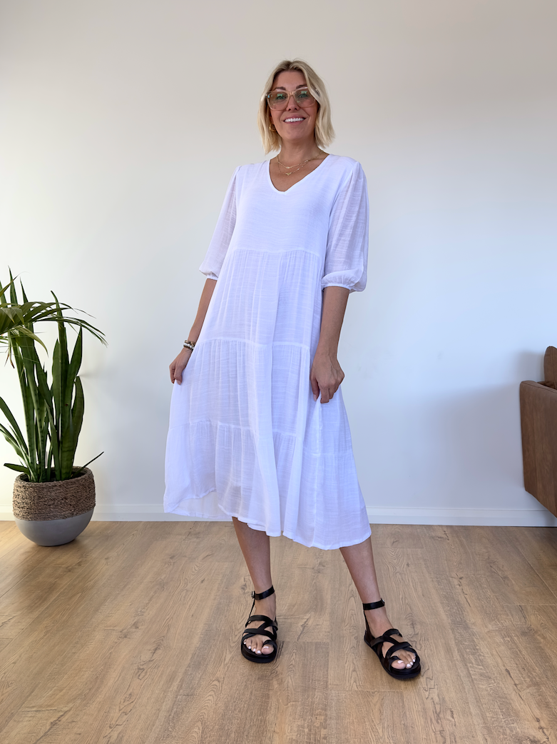 Positano Beach Dress - White