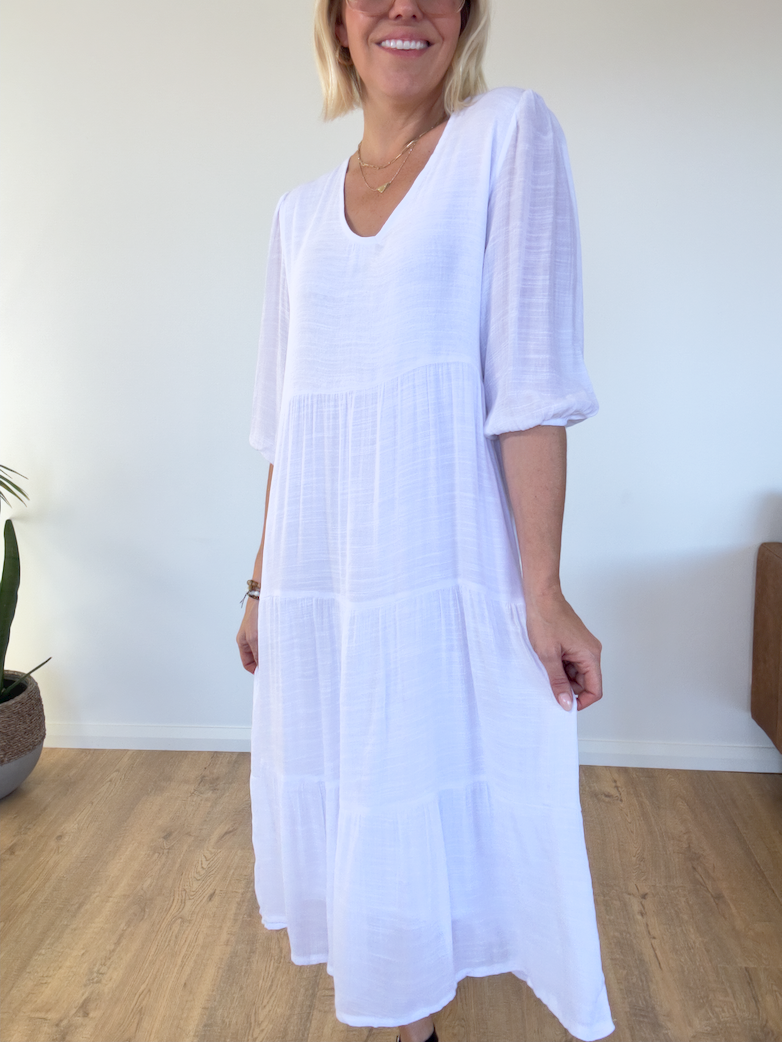 Positano Beach Dress - White