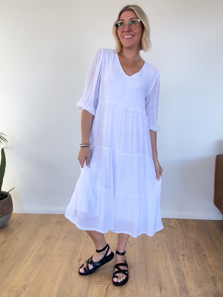 Positano Beach Dress - White