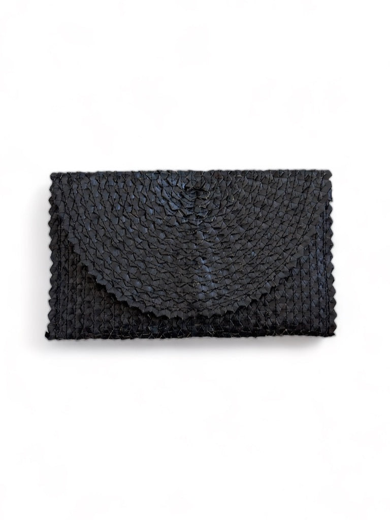 Palm Straw Clutch - Black