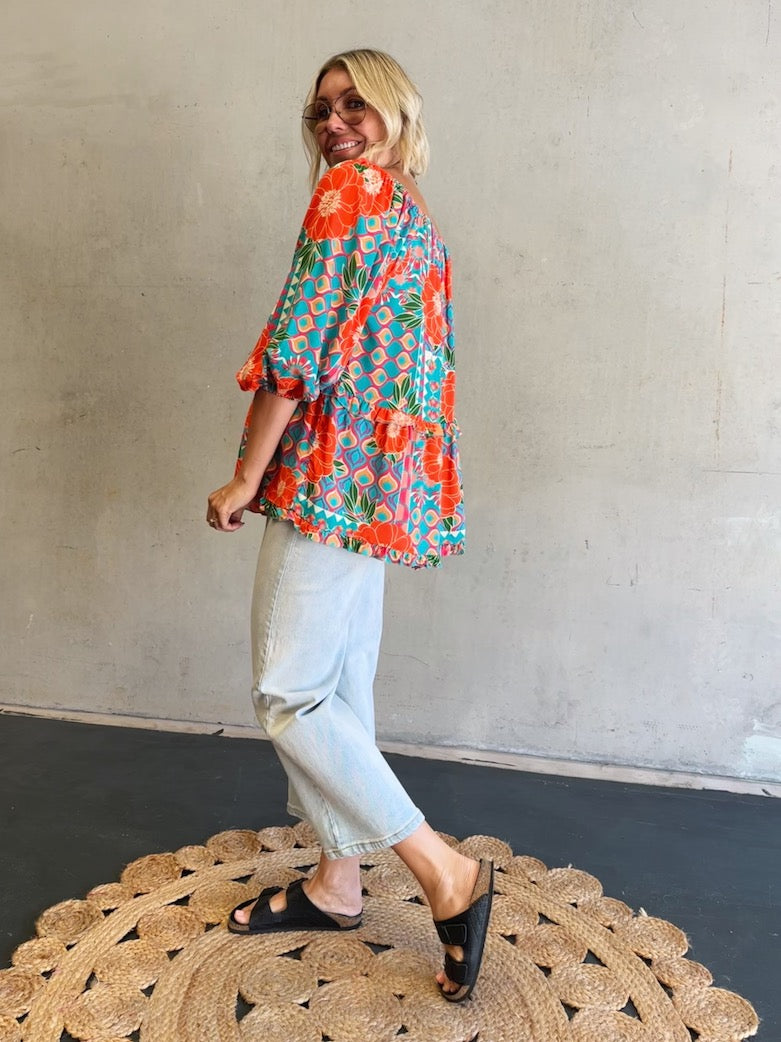 Isabella Top - Fiesta Print