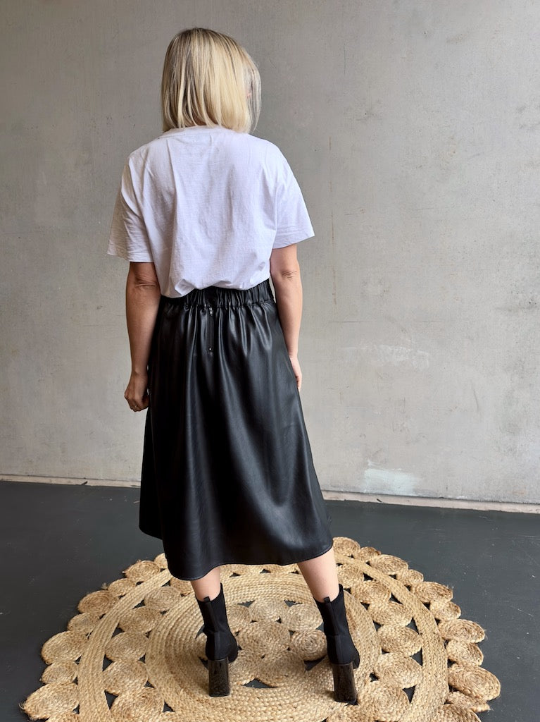 Vegan Leather Skirt- Black