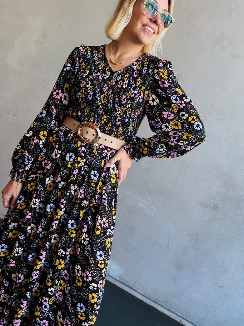 Joelle Dress - Black Floral