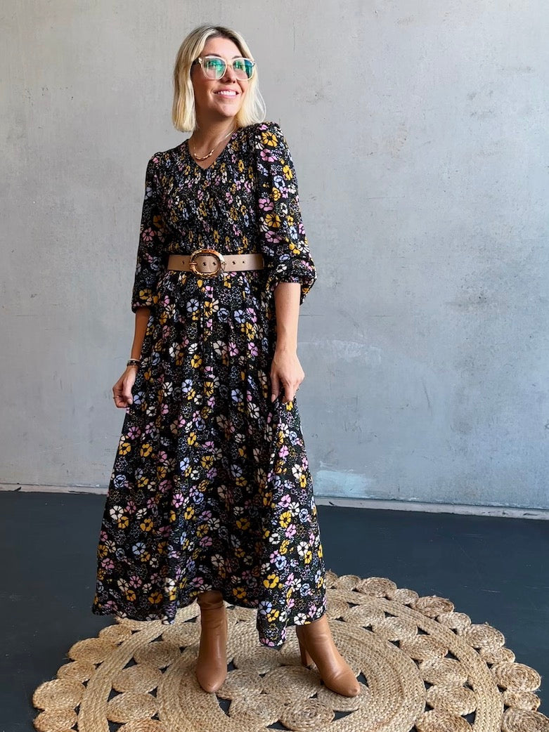 Joelle Dress - Black Floral