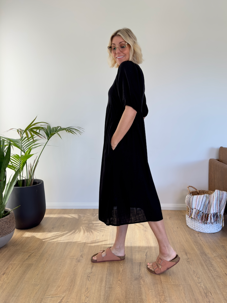 Maia Midi Dress - Black