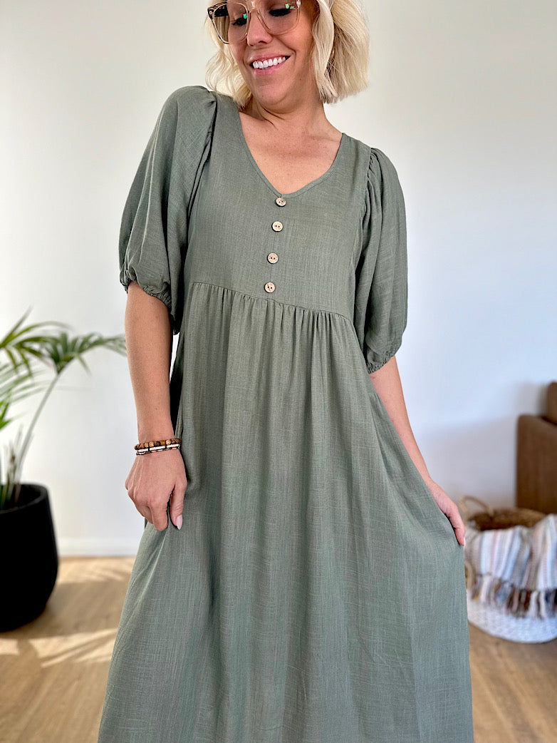 Maia Midi Dress - Sage