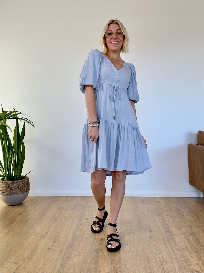 Poppy Dress - Dusty Blue