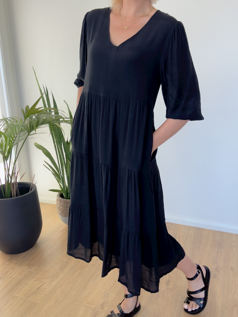 Positano Beach Dress - Black