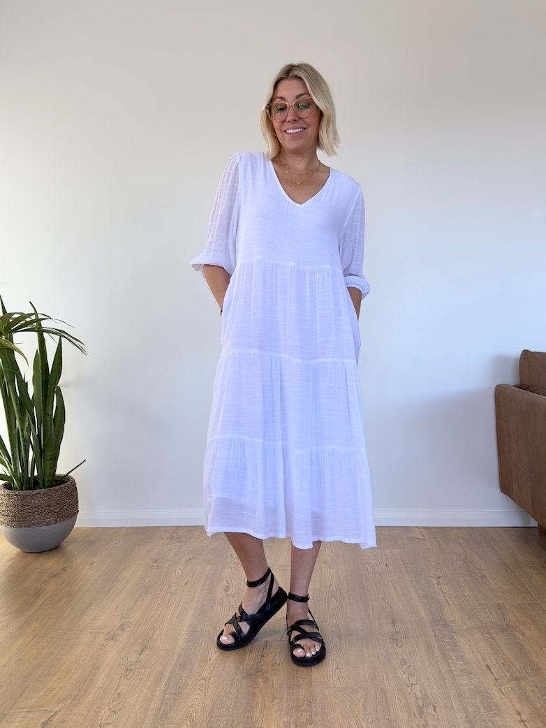 Positano Beach Dress - White