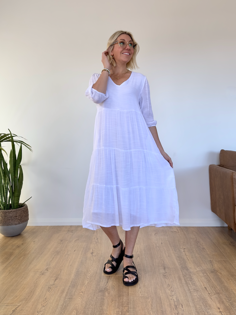 Positano Beach Dress - White