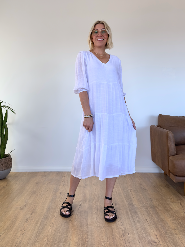 Positano Beach Dress - White