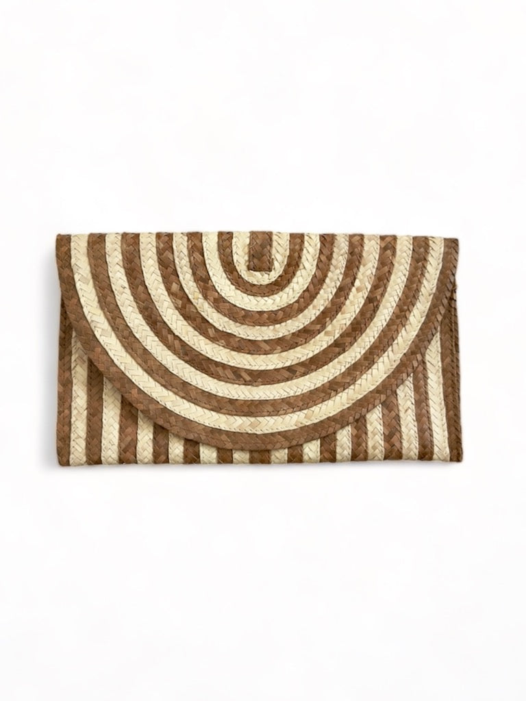 Palm Straw Clutch - Natural Stripe