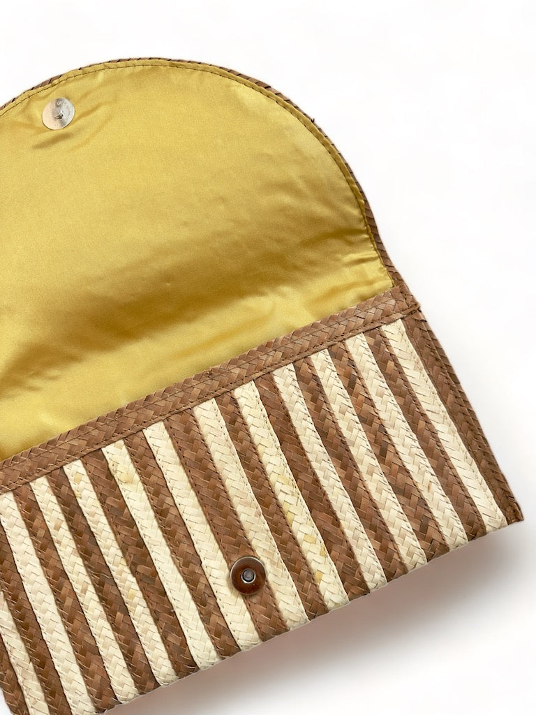 Palm Straw Clutch - Natural Stripe