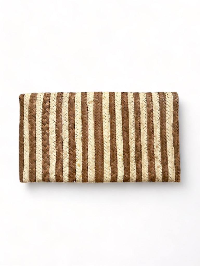 Palm Straw Clutch - Natural Stripe